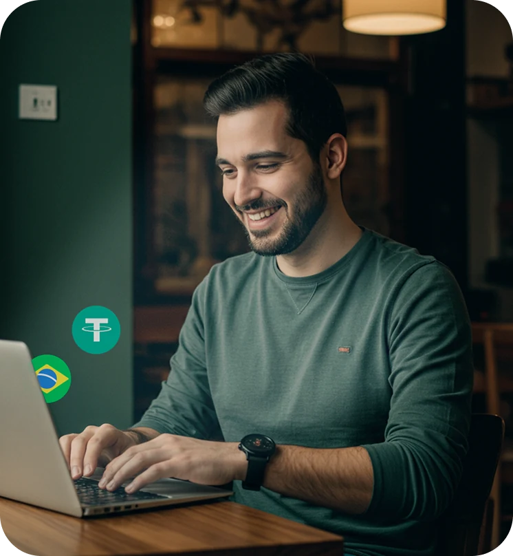 A user managing investments on a laptop